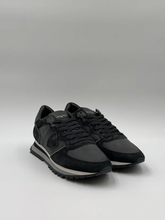 Sneakers Uomo Philippe Model Tropez in Pelle e Camoscio Nero cod. TZLU XI02, foto 4 di 5