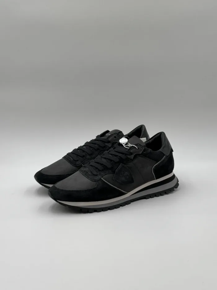 Sneakers Uomo Philippe Model Tropez in Pelle e Camoscio Nero cod. TZLU XI02, foto 2 di 5