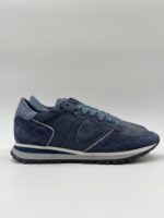 Sneakers Uomo Philippe Model Tropez in Pelle e Camoscio Blu cod. TZLU XI03