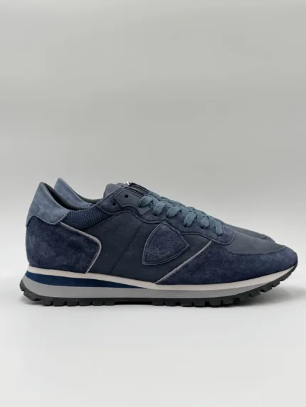 Sneakers Uomo Philippe Model Tropez in Pelle e Camoscio Blu cod. TZLU XI03