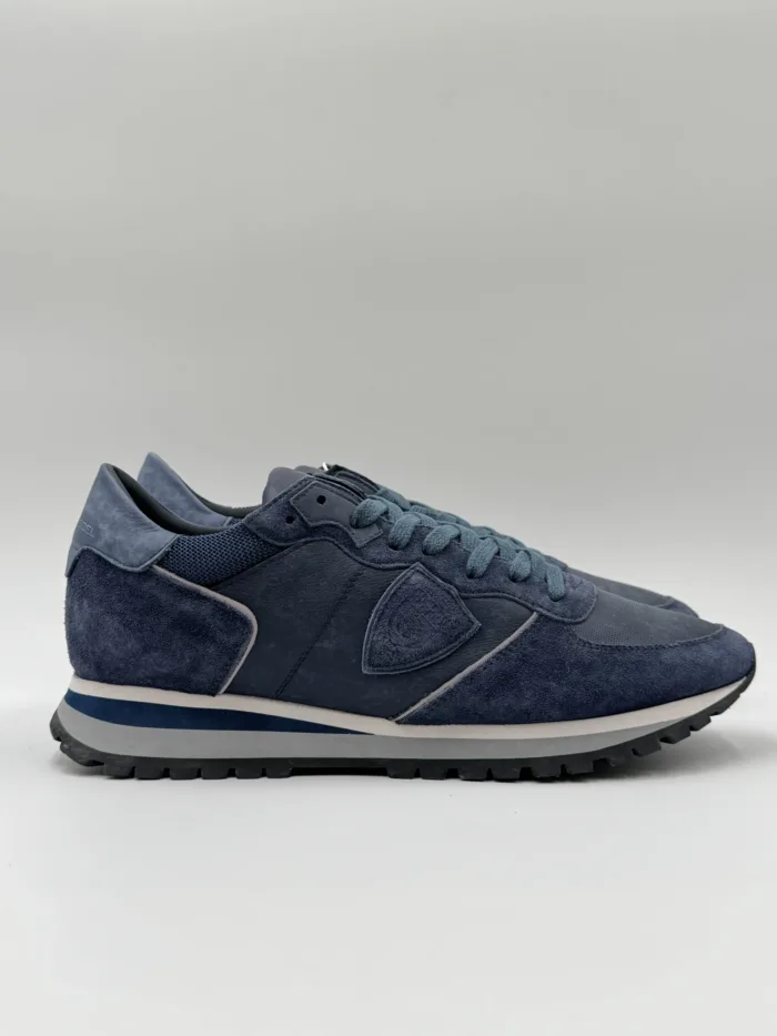 Sneakers Uomo Philippe Model Tropez in Pelle e Camoscio Blu cod. TZLU XI03, foto 1 di 5