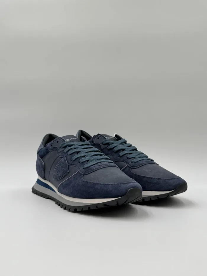 Sneakers Uomo Philippe Model Tropez in Pelle e Camoscio Blu cod. TZLU XI03, foto 4 di 5