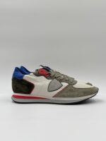 Sneakers Uomo Philippe Model Tropez In Pelle Avorio e Dettagli Verdi cod. TZLU WV02