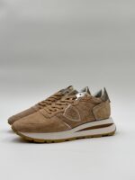 Sneakers Donna Philippe Model Tropez Haute in Camoscio Beige e Spoiler Bronzoart. TKLD DM05 - immagine 2