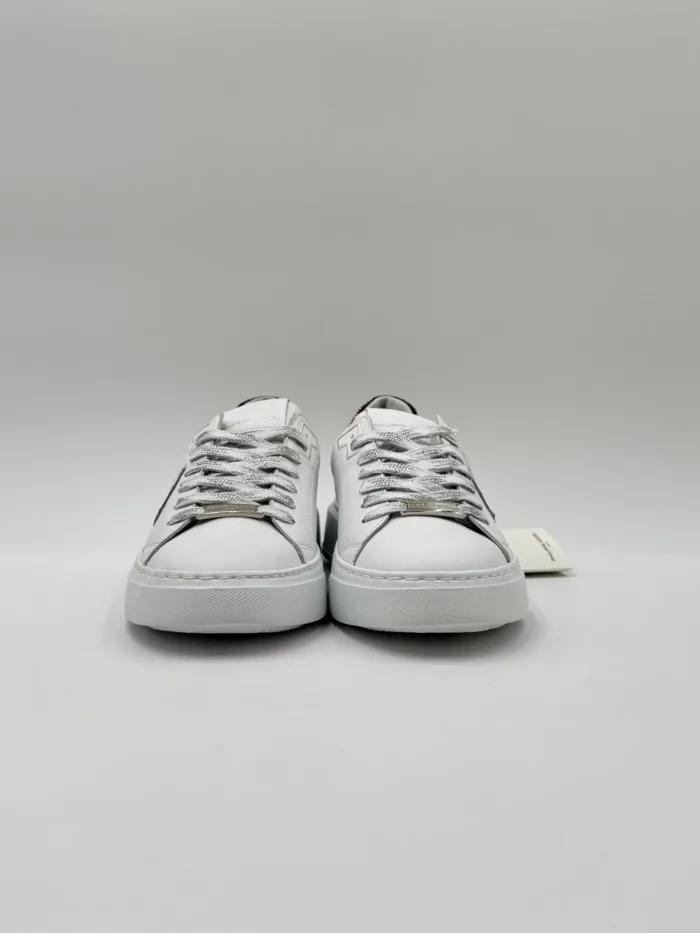 Sneakers Donna Philippe Model Temple in Pelle Bianca e Spoiler Micro Sfere Multicolor art. BTLD PA01, foto 3 di 5