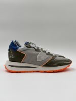 Sneakers Uomo Philippe Model Tropez Haute In Pelle e Nylon Verde Militare e Dettagli Fluo art. TKLU WNV2