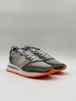 Sneakers Uomo Philippe Model Tropez Haute In Pelle e Nylon Verde Militare e Dettagli Fluo art. TKLU WNV2 - immagine 4