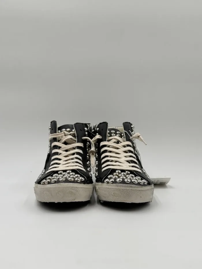 Sneakers Stivaletto Donna Philippe Model Paris Prsx High in Pelle Nera e Borchie art. PRHD SVV1, foto 3 di 5