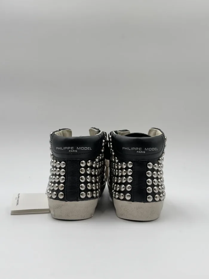 Sneakers Stivaletto Donna Philippe Model Paris Prsx High in Pelle Nera e Borchie art. PRHD SVV1, foto 5 di 5