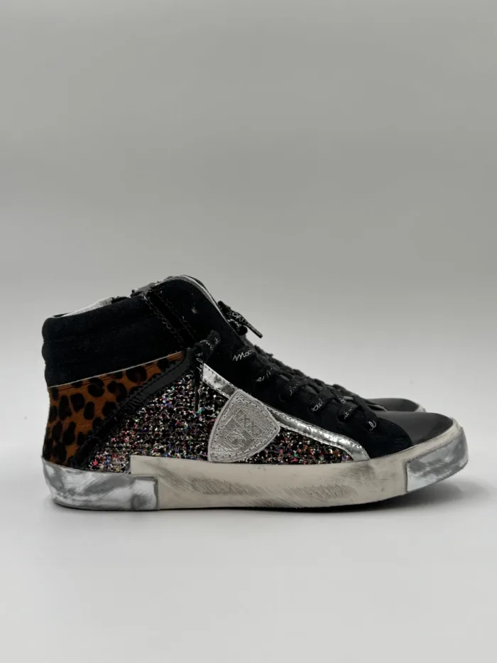 Sneakers Stivaletto Donna Philippe Model Paris Prsx High in Cavallino Maculato e Glitter art. PRHD VGA1, foto 1 di 5