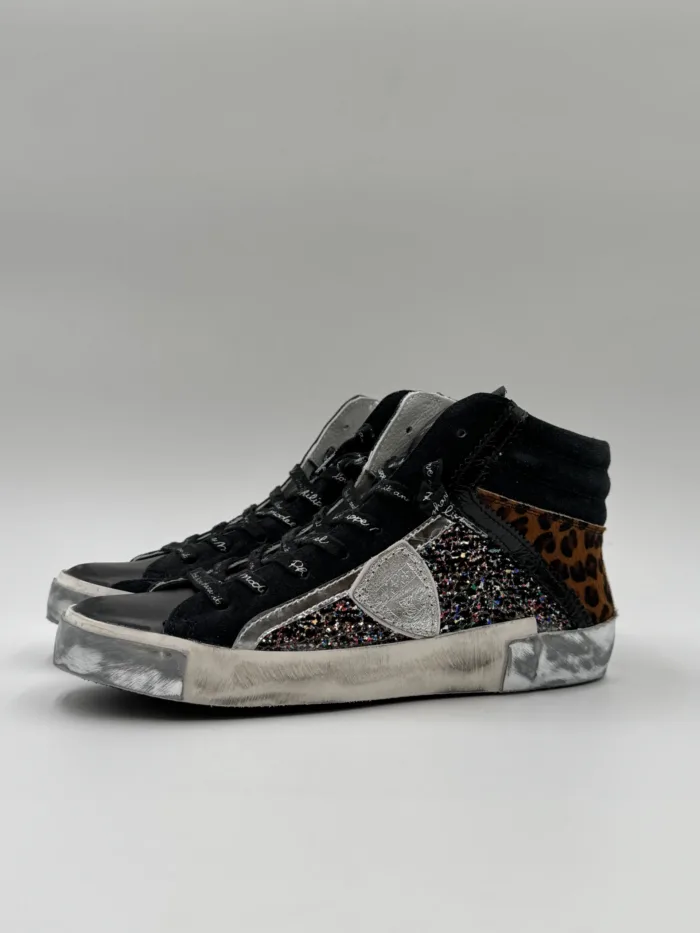 Sneakers Stivaletto Donna Philippe Model Paris Prsx High in Cavallino Maculato e Glitter art. PRHD VGA1, foto 4 di 5