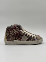 Sneakers Stivaletto Donna Philippe Model Paris Prsx High in Tela Glitter Multicolor Stampa Leopardata art. PRHD AG01