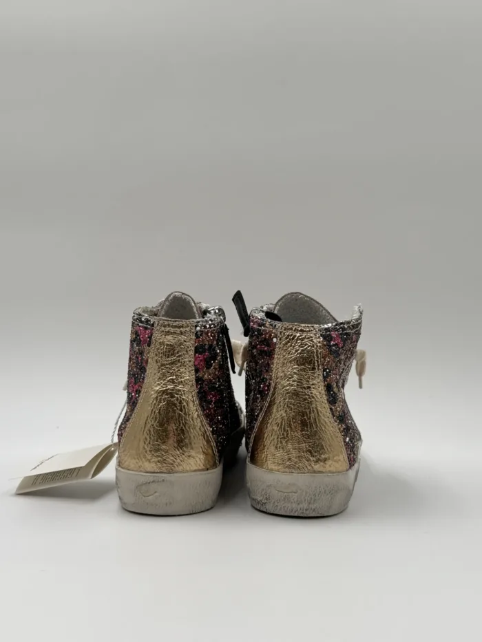 Sneakers Stivaletto Donna Philippe Model Paris Prsx High in Tela Glitter Multicolor Stampa Leopardata art. PRHD AG01, foto 5 di 5