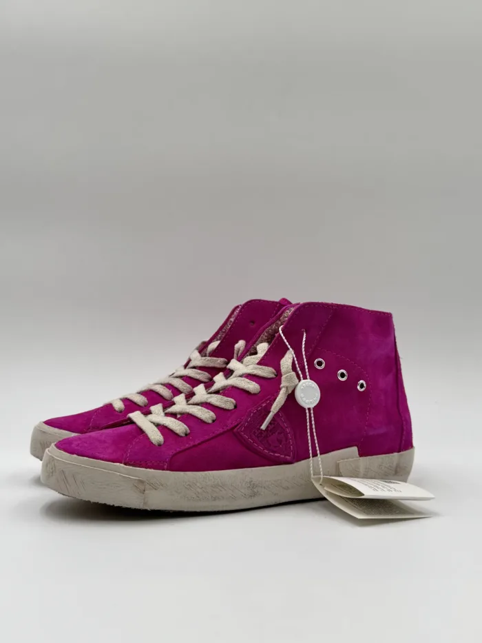 Sneakers Stivaletto Donna Philippe Model Paris Prsx High in Camoscio Fucsia art. PRHD DS18, foto 4 di 5