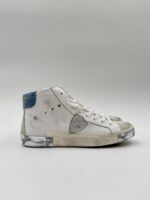 Sneakers Stivaletto Donna Philippe Model Paris Prsx High in Pelle Bianca e Spoiler Jeans art. PRHD VDD3