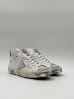 Sneakers Stivaletto Donna Philippe Model Paris Prsx High in Pelle Bianca e Spoiler Jeans art. PRHD VDD3 - immagine 2