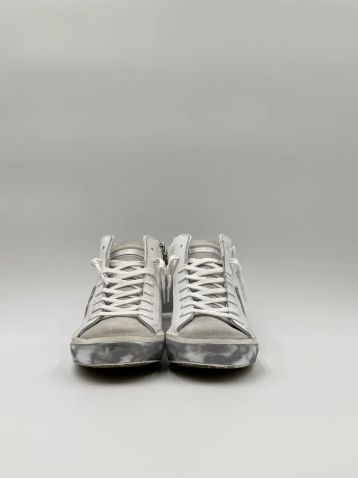 Sneakers Stivaletto Donna Philippe Model Paris Prsx High in Pelle Bianca e Spoiler Jeans art. PRHD VDD3, foto 3 di 5