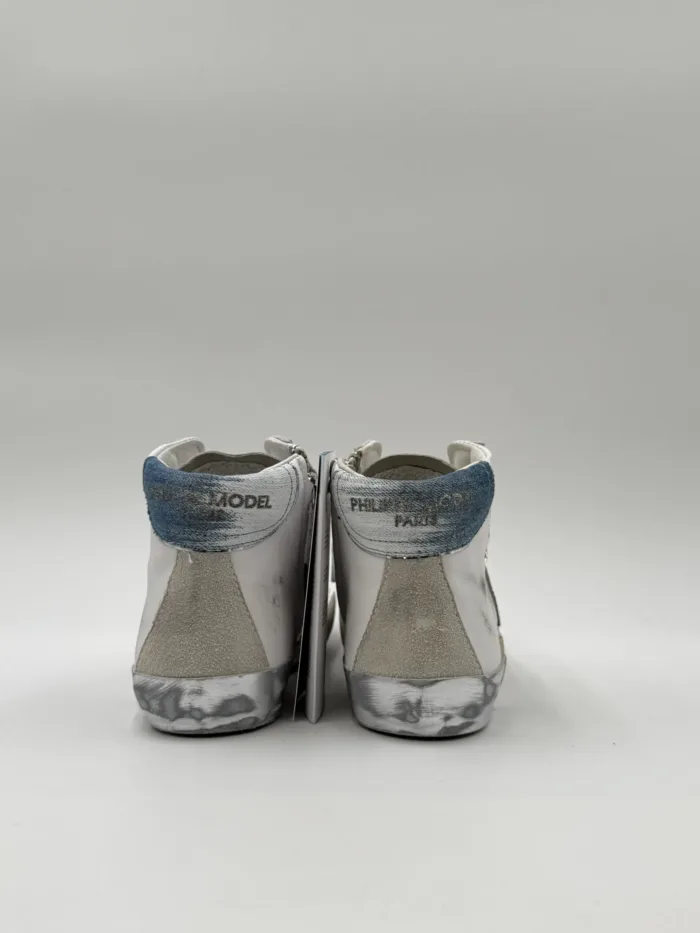 Sneakers Stivaletto Donna Philippe Model Paris Prsx High in Pelle Bianca e Spoiler Jeans art. PRHD VDD3, foto 5 di 5
