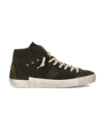 Stivaletto Sneakers Uomo Philippe Model Paris Prsx In Pelle Scamosciata Verde Scuro ed Imbottitura Interna cod. PRHU DF02
