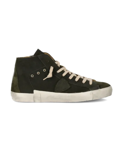 Stivaletto Sneakers Uomo Philippe Model Paris Prsx In Pelle Scamosciata Verde Scuro ed Imbottitura Interna cod. PRHU DF02