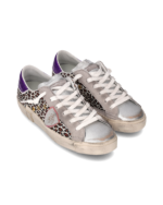 Sneakers Donna Paris Prsx Philippe Model in Pelle Argento con Dettagli Maculati e Spoiler Viola art. PRLD XL04 - immagine 2