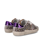 Sneakers Donna Paris Prsx Philippe Model in Pelle Argento con Dettagli Maculati e Spoiler Viola art. PRLD XL04 - immagine 3