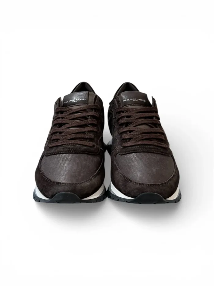 Sneakers Uomo Philippe Model Tropez in Pelle e Camoscio Testa di Moro cod. TZLU XI01, foto 3 di 4