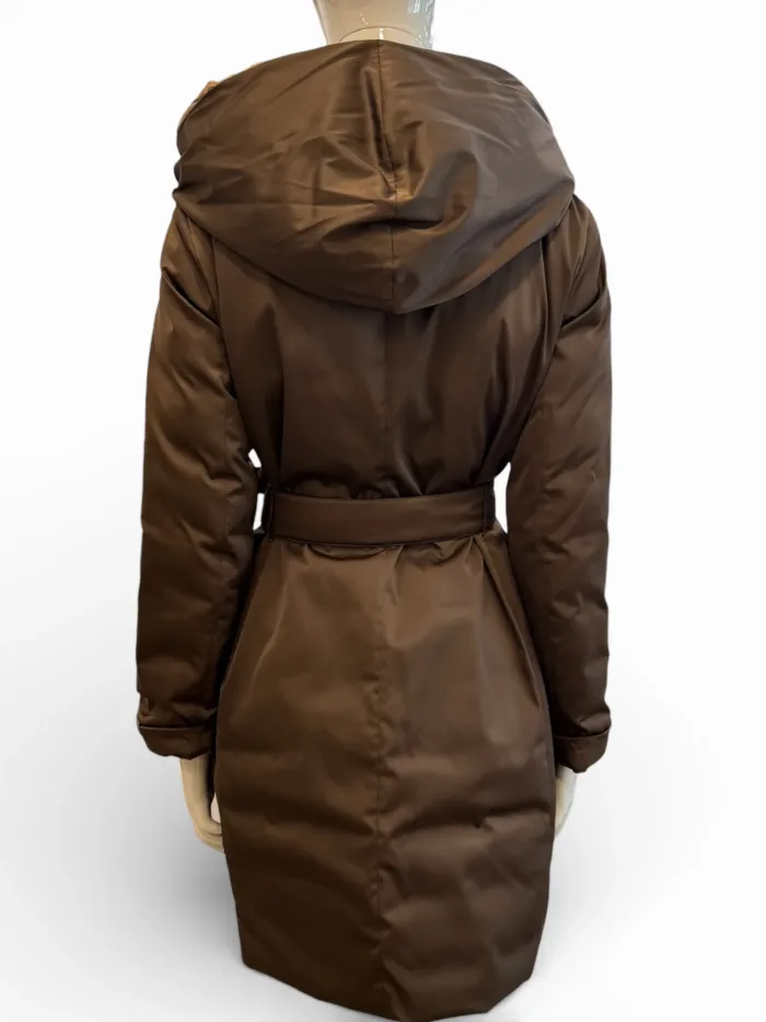 Piumino Imbottito Lungo MaxMara Weekend Cioccolato e Cammello reversibile  Art. Uggioso, foto 4 di 5
