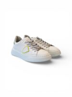 Sneakers Donna Philippe Model Temple in Pelle Bianca e Spoiler Lilla Effetto Vernice art. BTLD VEN1 - immagine 2