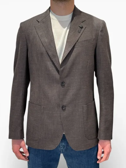 Giacca Lardini in Misto Lino Loro Piana Summertime Marrone Art. CN6202E CN64522 450