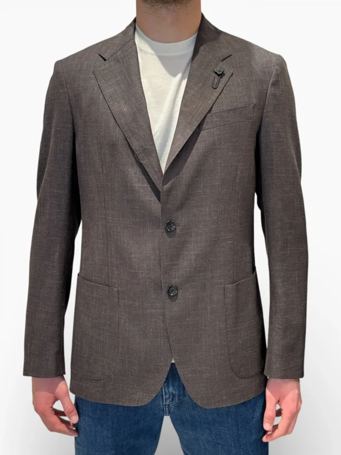 Giacca Lardini in Misto Lino Loro Piana Summertime Marrone Art. CN6202E CN64522 450, foto 1 di 3