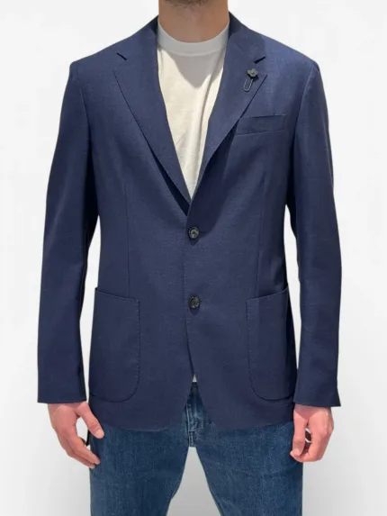 Giacca Lardini in Misto Lino Loro Piana Summertime Blu Art. CN6202E CN64522 840