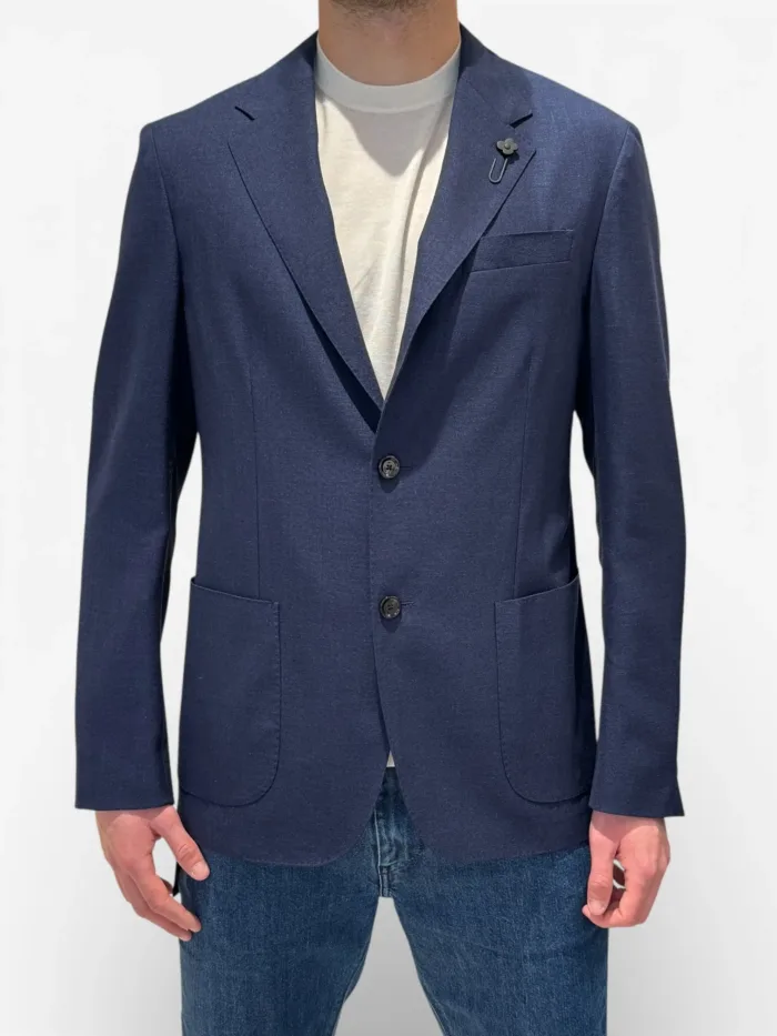 Giacca Lardini in Misto Lino Loro Piana Summertime Blu Art. CN6202E CN64522 840, foto 1 di 3