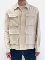 Giacca Sahariana Lardini in Misto Lino Beige Chiaro Art. PAARON PAIF66408 150