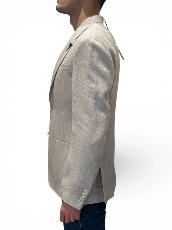 Giacca Lardini in Misto Lino Beige Ecrù Art. CN6202E CN64519 150, foto 2 di 3
