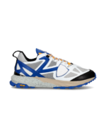 Sneakers Uomo Philippe Model Rocx In Tessuto Tecnico Bianco e Dettagli Blu Elettrico e Nero cod. RXLU TP09