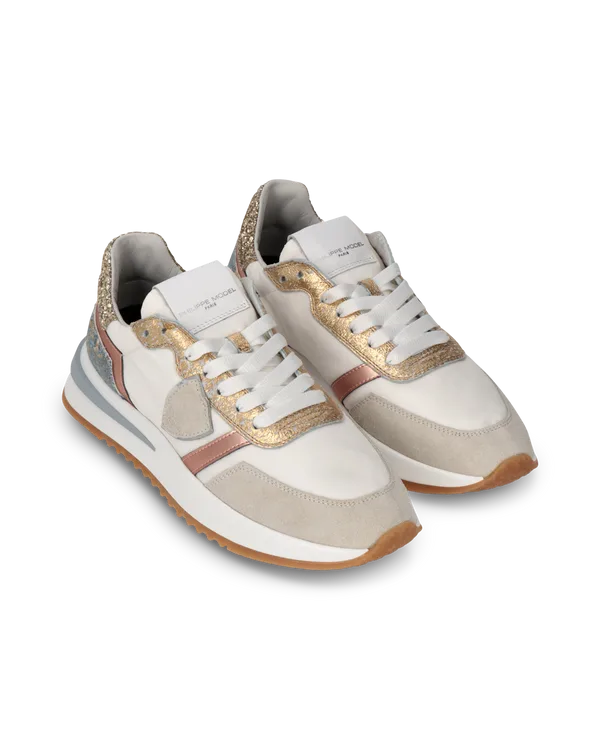 Sneakers Donna Philippe Model Tropez 2.1 Bianco Oro e Azzurro cod. TYLD WD01, foto 2 di 5