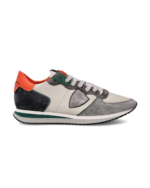 Sneakers Uomo Philippe Model Tropez In Pelle Grigia e Dettagli Verdi cod. TZLU WV01