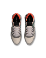 Sneakers Uomo Philippe Model Tropez In Pelle Grigia e Dettagli Verdi cod. TZLU WV01 - immagine 3