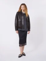 Gonna MaxMara Weekend in Raso Con Pizzo Nero Art. WKDDIORAMA - immagine 2