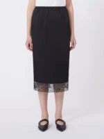 Gonna MaxMara Weekend in Raso Con Pizzo Nero Art. WKDDIORAMA - immagine 3