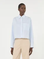Camicia MaxMara Weekend in puro cotone bacchettato Bianco e Azzurro Art. WKDEDEN - immagine 2