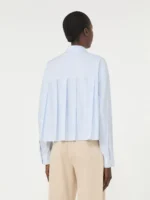 Camicia MaxMara Weekend in puro cotone bacchettato Bianco e Azzurro Art. WKDEDEN - immagine 3