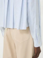 Camicia MaxMara Weekend in puro cotone bacchettato Bianco e Azzurro Art. WKDEDEN - immagine 5