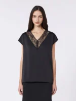 Top MaxMara Weekend in Raso Con Pizzo Nero Art. WKDSTAFFA - immagine 2