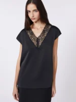 Top MaxMara Weekend in Raso Con Pizzo Nero Art. WKDSTAFFA - immagine 4