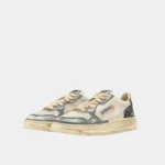Sneakers Autry Medalist Donna Super Vintage in Pelle Bianca, Pelle Azzurra art. AVLW MT03 - immagine 2