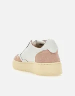 Sneakers Autry Donna In Pelle Bianca e Camoscio Rosa Glitterato art. AULW PK06 - immagine 3