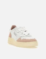 Sneakers Autry Donna In Pelle Bianca e Camoscio Rosa Glitterato art. AULW PK06 - immagine 2