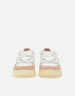 Sneakers Autry Donna In Pelle Bianca e Camoscio Rosa Glitterato art. AULW PK06 - immagine 5